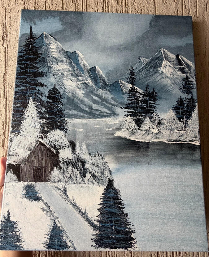 I See Mountains ; Year : 2026 ; Medium : Acrylic Painting ; Size : 16" × 20"